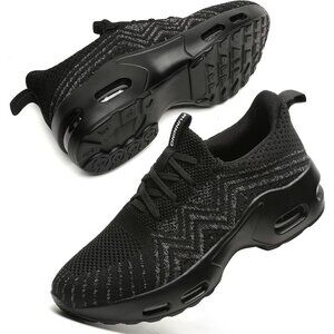 🆕Women's Black-Grey Lightweight Mesh Running Sneakers Walking Athletic Shoes